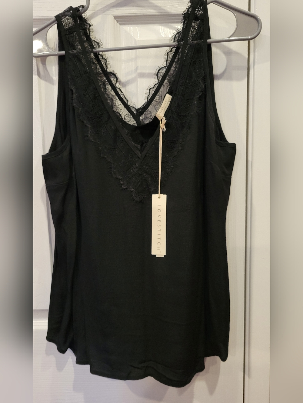 lovestitch Black Lace-Trim V-Neck Camisole